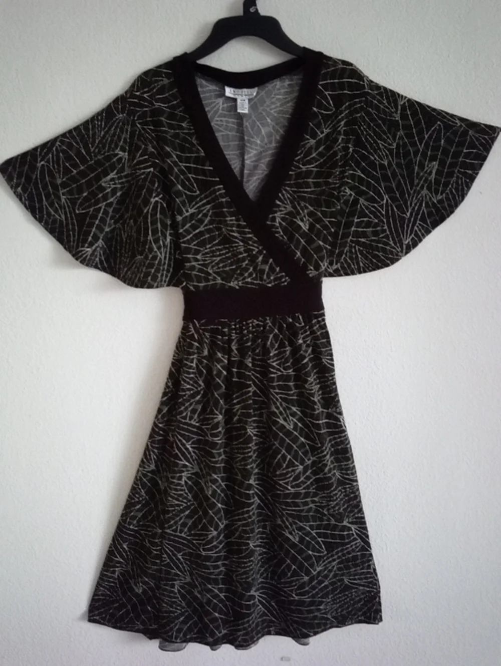 Enfocus Studio Black Dress with White Leaf Print